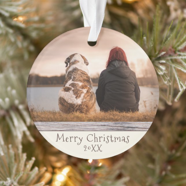 Custom Dog Pet Photo Christmas Holiday Keepsake Ornament (Tree)