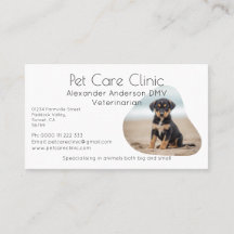 Custom Dog Pet Photo Veterinary Business Card