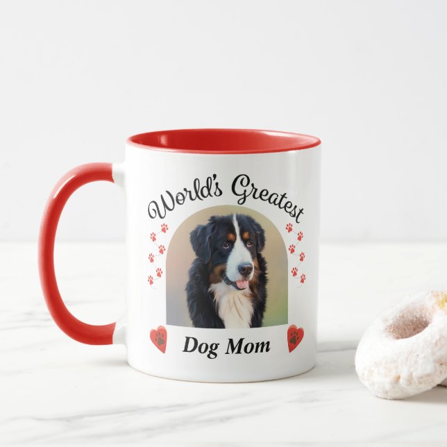 Custom Dog Pet Photo Worlds Greatest Dog Mum Dad Mug (With Donut)