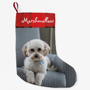 Custom Dog Pet Red Flannel Holiday Small Christmas Stocking