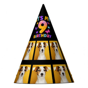 Custom Dog Photo 9th birthday party Party Hat