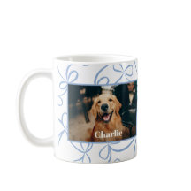 Custom Dog Photo and Name Light Blue Bow Pattern