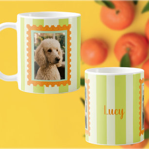 Custom Dog Photo and Name Retro Postage Stamp Coffee Mug