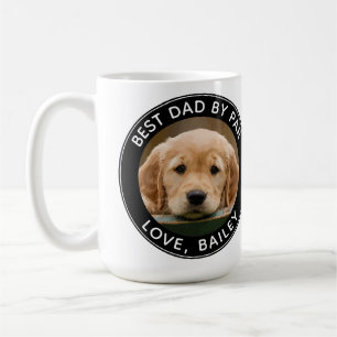 Custom Dog Photo Best Dad By Par Black White Coffee Mug