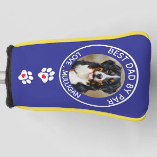 Custom Dog Photo Best Dad By Par Black White Golf Head Cover