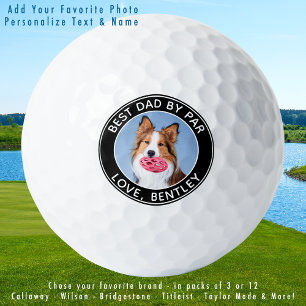 Custom Dog Photo Best Dad By Par Budget Golf Balls