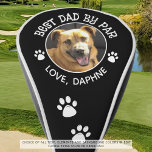Custom Dog Photo BEST DAD BY PAR Pawprints Golf Head Cover<br><div class="desc">Create a personalised pet photo golf club cover for the special golfer dog dad with the suggested sample title BEST DAD BY PAR or your custom text accented with dog pawprints, all in your choice of colours and background colour (shown in white and black). All text is editable to change...</div>