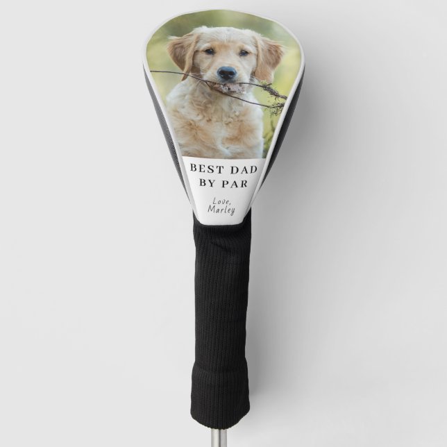 Custom Dog Photo Best Dad By Par Personalised Golf Head Cover (Front)