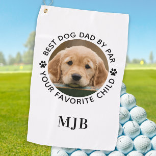 Custom Dog Photo Best Dad By Par Pet Monogram Golf Towel