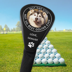 Custom Dog Photo Best Dad Ever Black White Golf Head Cover