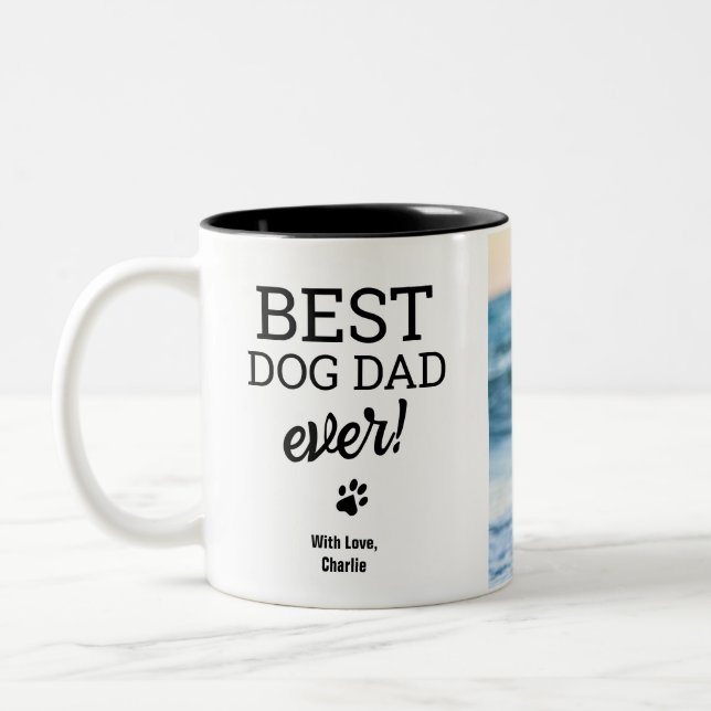 Custom Dog Photo Best DOG Dad Ever personalized Two-Tone Coffee Mug (Left)