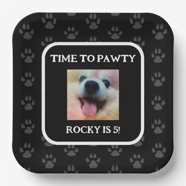 Custom Dog Photo Birthday Party Personalised Paper Plate (Front)