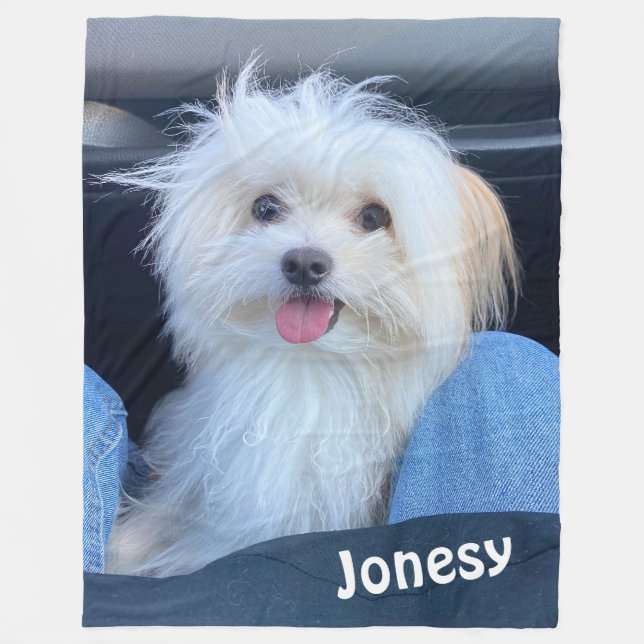 Custom Dog Photo Blanket with Pet's Name  (Front)