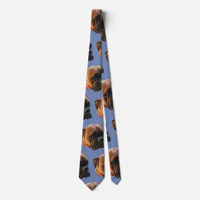 Custom Dog Photo Boxer Puppy Custom Color Tie (Front)