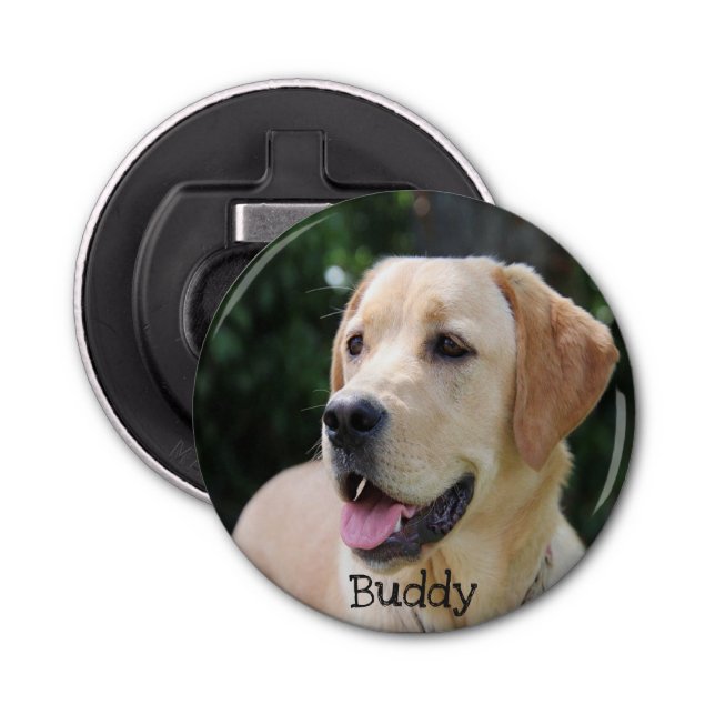 Custom Dog Photo Button Bottle Opener (Front)
