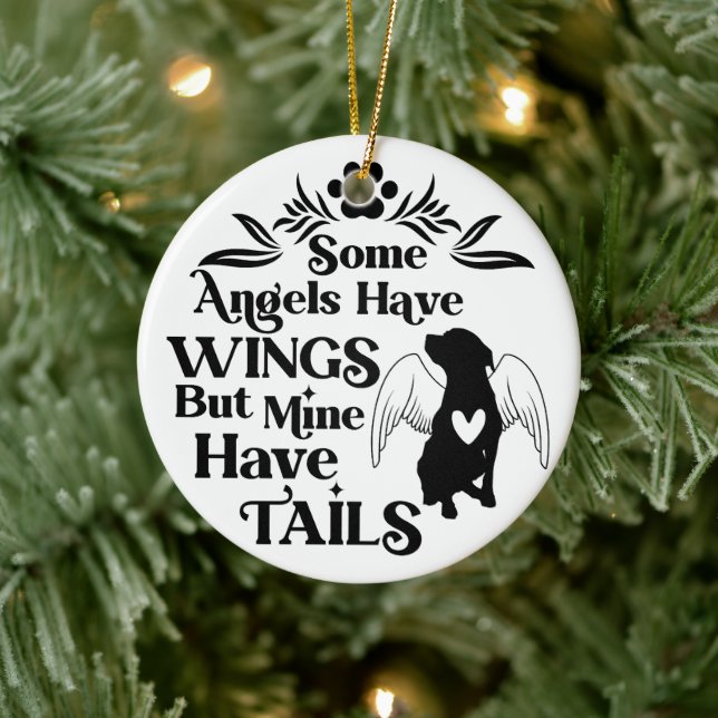Custom Dog Photo Christmas Angel Wings Ceramic Tree Decoration (Tree)
