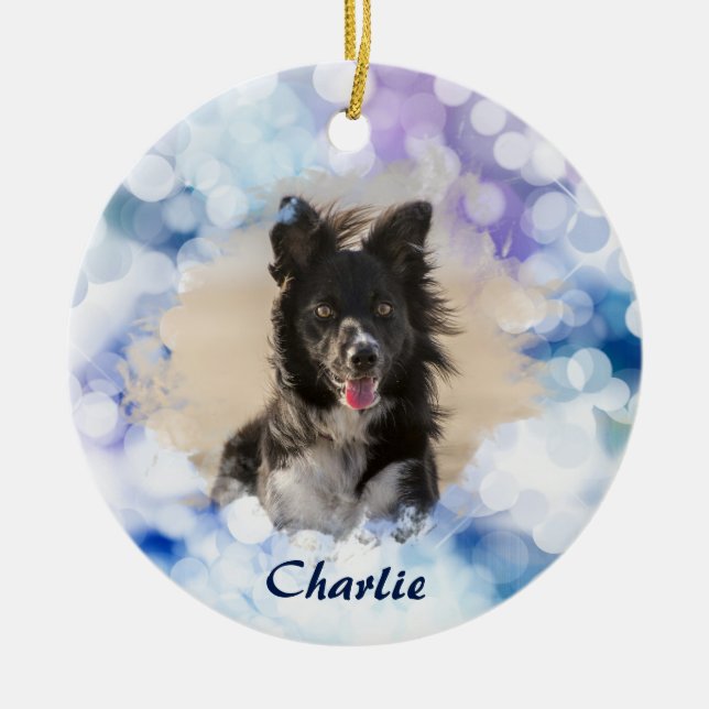 Custom Dog Photo Christmas Ornament (Front)