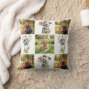 Custom Dog Photo Collage Birthday Dog Mum Gift Cushion