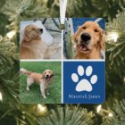 Custom Dog Photo Collage Cute Blue Pet Christmas