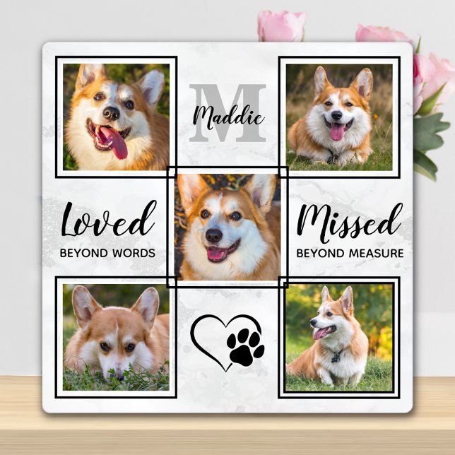 Custom Dog Photo Collage Personalized Pet Memorial Plaque (Creator Uploaded)