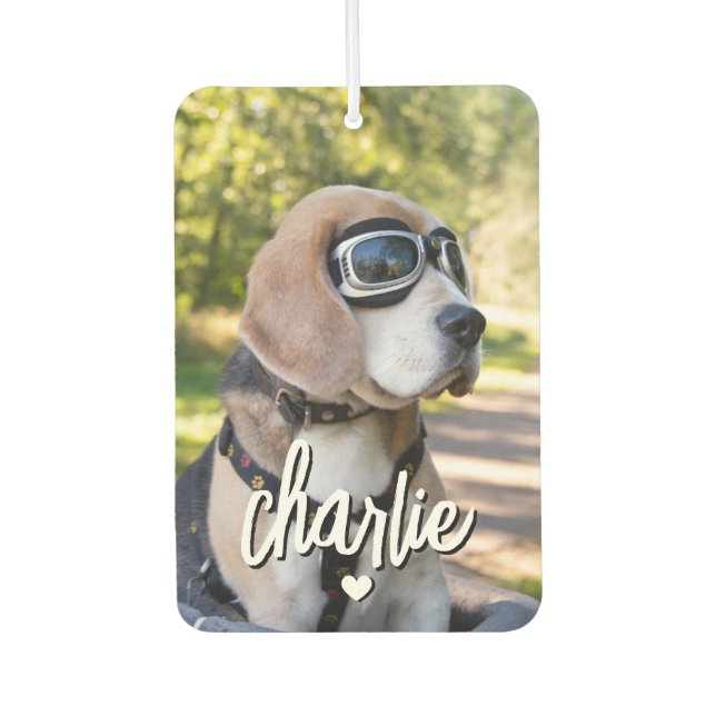 Custom Dog Photo Cool Pet Name Car Air Freshener (Front)