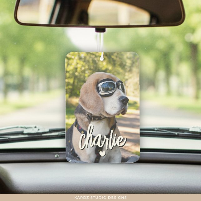 Custom Dog Photo Cool Pet Name Car Air Freshener (Add your favorite picture and name, choose a scent before checkout.)