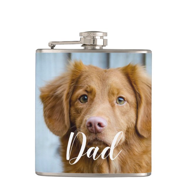 Custom Dog Photo - Cute Dog Dad Flask (Front)