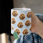Custom Dog Photo | Cute Personalised Light Blue Coffee Mug<br><div class="desc">Celebrate your furry best friend with this adorable Custom Pet Photo Mug in soft light blue! Upload your dog or cat's photo and see their cute face repeated all over this high-quality ceramic mug — a perfect gift for dog moms, pet lovers, or yourself. With a clean pastel background and...</div>