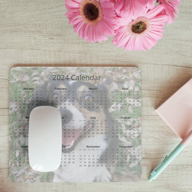 Custom Dog Photo Cute Pet 2024 Calendar Magnet Mouse Mat (Creator Uploaded)