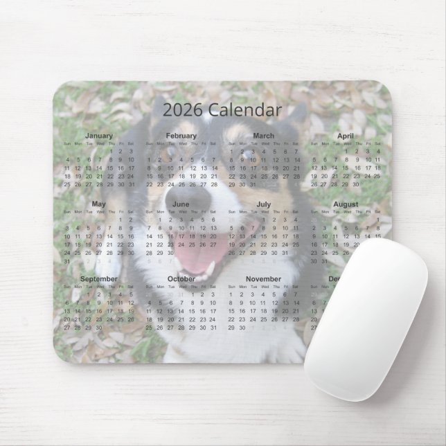 Custom Dog Photo Cute Pet 2026 Calendar Magnet Mouse Mat (With Mouse)