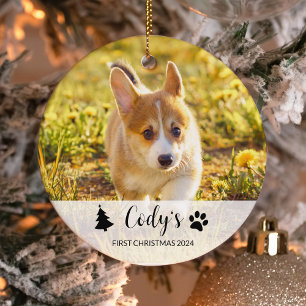 Custom Dog Photo First Christmas Ornament