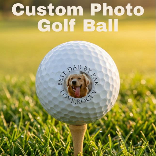 Custom Dog Photo Golf Ball – Best Dad By Par (Creator Uploaded)