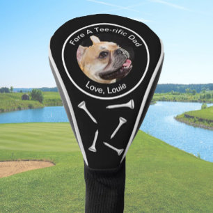 Custom dog photo golfer gift funny black golf head cover