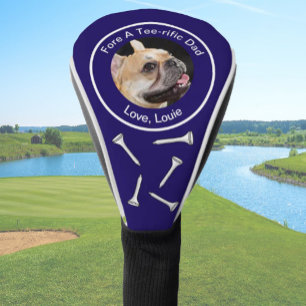 Custom dog photo golfer gift funny blue golf head cover