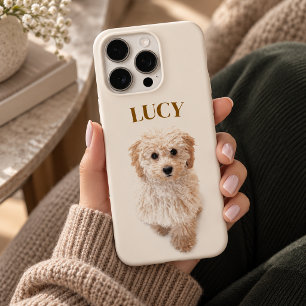 Custom Dog Photo iPhone 16 Pro Max Case with Name