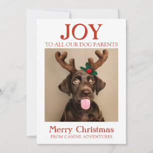 Custom Dog Photo Joy Holiday Card Dog Walker