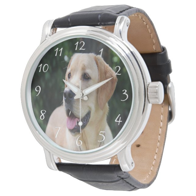 Custom Dog Photo Leather Watch (Angled)