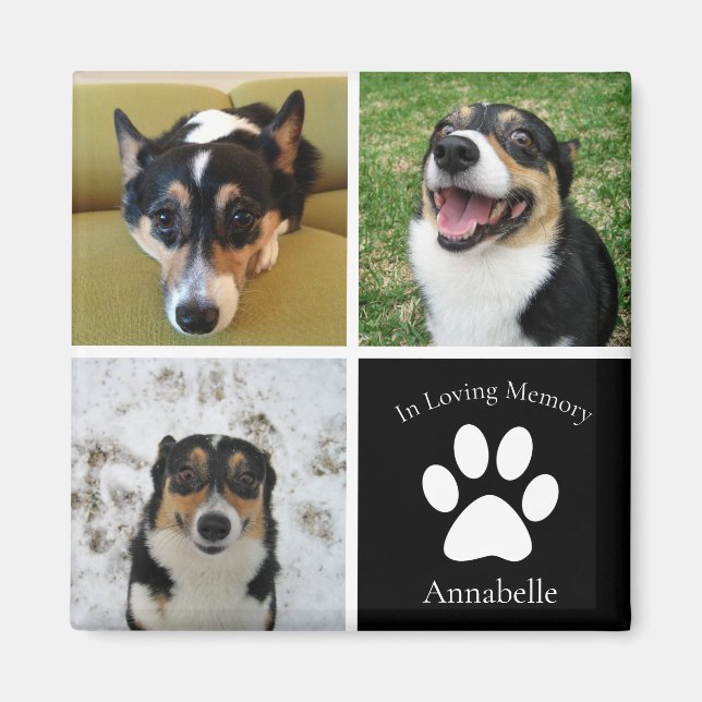 Custom Dog Photo Memorial Collage Keepsake Gift Magnet (Front)