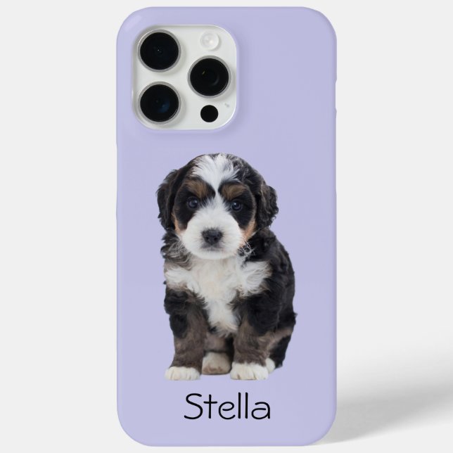 Custom Dog Photo – Misty Lilac with Pet Name -  Case-Mate iPhone Case (Back)