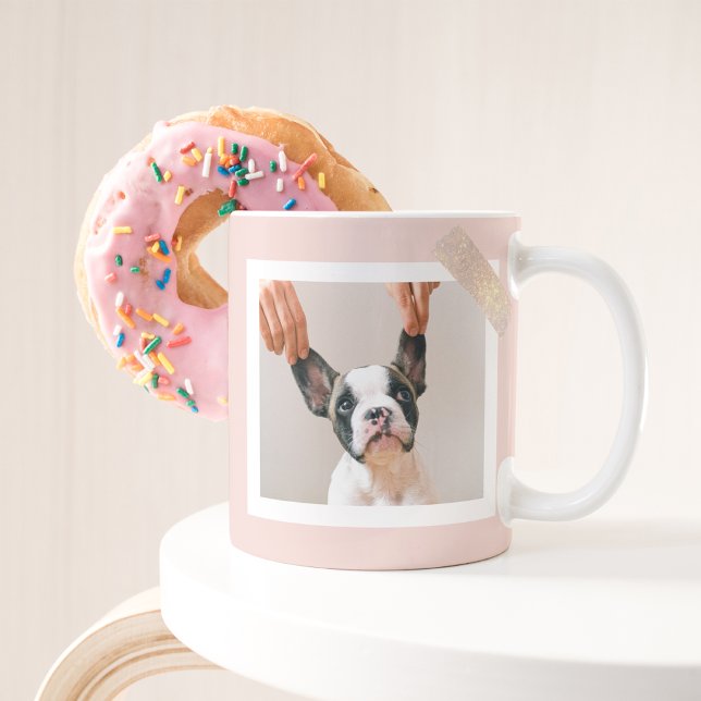 Custom Dog Photo Mug with Pastel Pink Frame | Cute (Creator Uploaded)