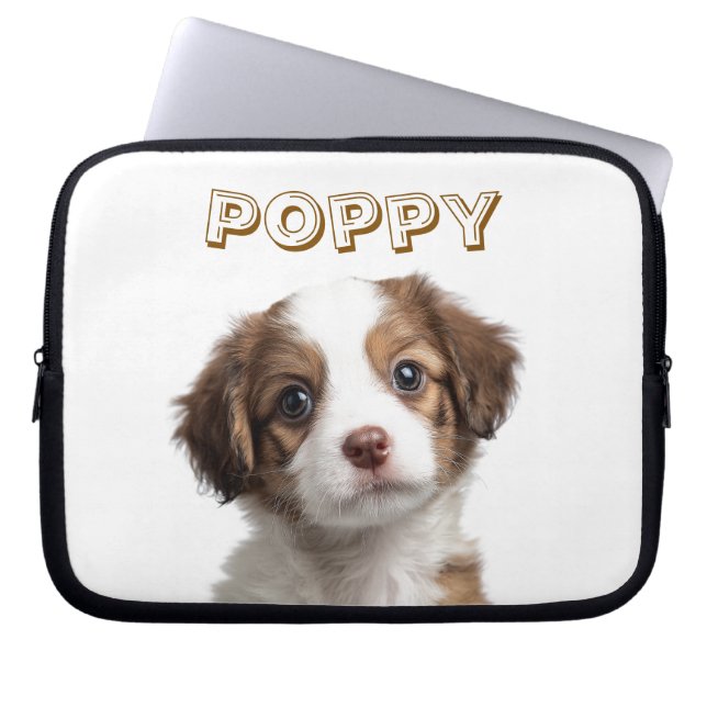 Custom Dog Photo & Name Laptop Sleeve (Front)