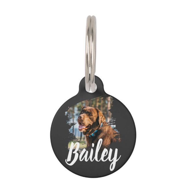 Custom Dog Photo & Name Personalised Pet Tag (Front)