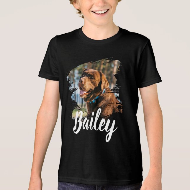 Custom Dog Photo & Name Personalised Tri-Blend Shirt (Front)