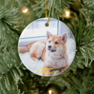 Custom Dog Photo Ornament, Unique Photo Christmas Ceramic Tree Decoration