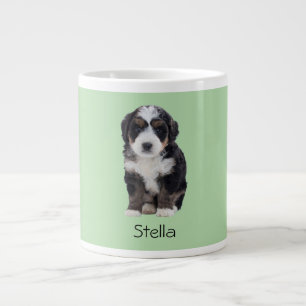 Custom Dog Photo – Pastel Green with Pet Name -  Large Coffee Mug