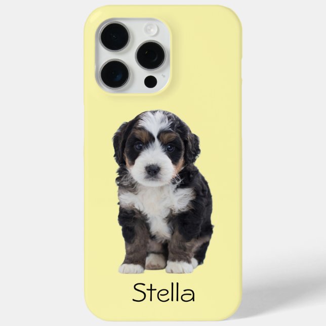 Custom Dog Photo – Pastel Yellow with Pet Name -  Case-Mate iPhone Case (Back)