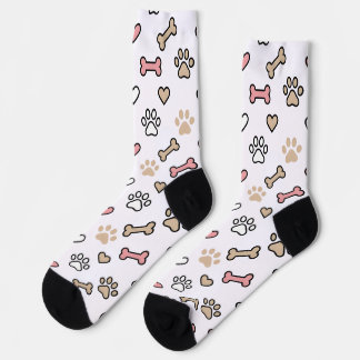 Custom Dog Photo Paw Print Heart Pattern Socks