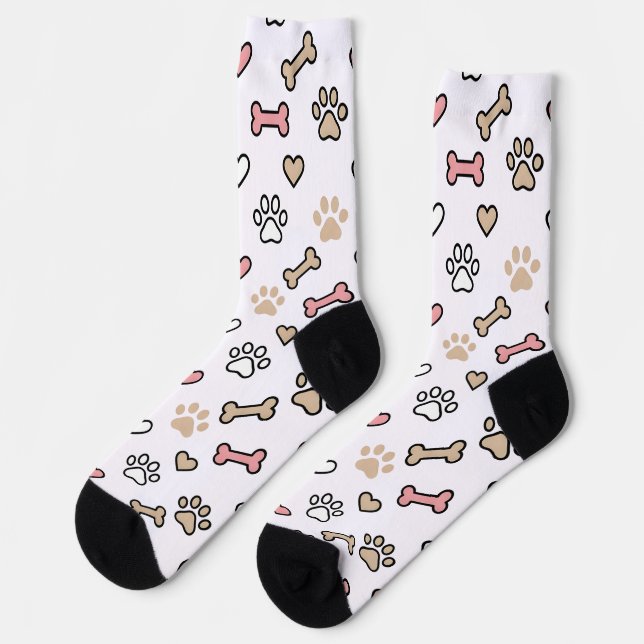 Custom Dog Photo Paw Print Heart Pattern Socks (Left)