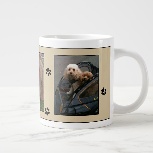Custom Dog Photo Paw Prints Cute Picture Frames Large Coffee Mug (Right)