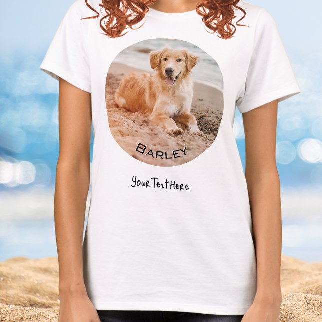 Custom Dog Photo Personalised Name Pet Picture T-Shirt (A cool t-shirt to personalize with a favorite photo of your pet, their name and further custom text)